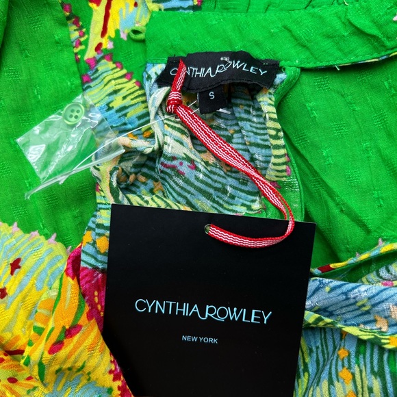 Cynthia Rowley Tropical High Ruffle Neckline Mock Halter Top Long Skirt Small - Picture 7 of 7